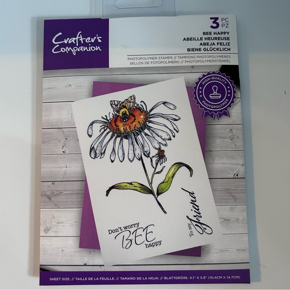 Crafter’s companion 3-pc photo polymer stamps - BEE HAPPY